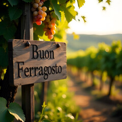 Buon Ferragosto Greeting with Summer Vacation Elements