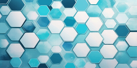 Blue seamless geometric hexagonal honeycomb pattern with a futuristic technology concept