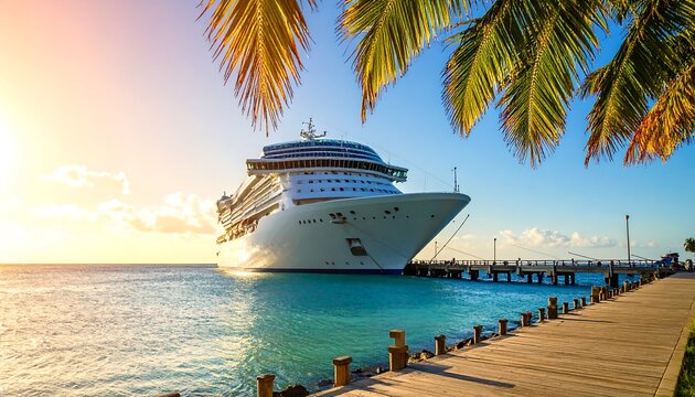 Cruise ship at tropical port