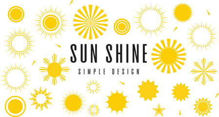Vector set of Sun icons. Different sun drawing collection. Summertime figure concept.