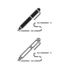 Pen, write icon. fill version, Signature. full pictogram. Symbol, logo illustration.