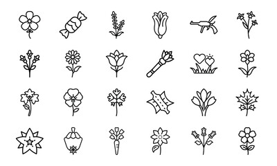 Minimal Botanical Flower Line Art Icons Bundle 24 Hand-Drawn Floral Vector Elements for Natural, Organic, and Feminine Design Projects