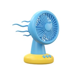 3D Blue Yellow Desk Fan