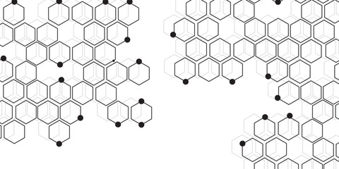 Hexagon concept design abstract technology background. with 3D Futuristic honeycomb mosaic white background .Science network pattern, connecting lines and dots Medical background, Vector illustration