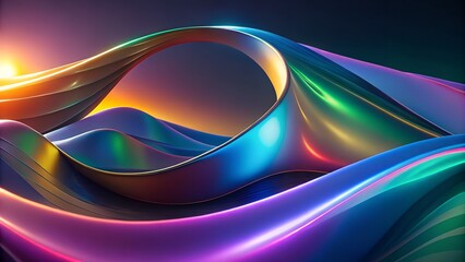 Futuristic 3D Colorful Loop with Glossy Wave Structure Background 