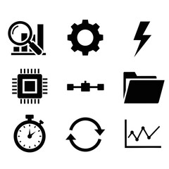 Vector Minimalist Geometric SVG Icon Set with Circular and Square Shapes in Flat Design Style