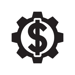 Silhouette icon illustration of a dollar sign inside a gear (1)