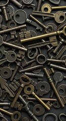 Vintage Keys Scattered on a Dark Surface