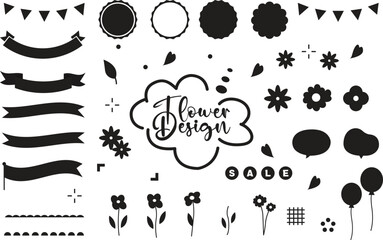 Fototapeta premium Hand Drawn Banners, Leaves, Flowers, Branches and Swirls