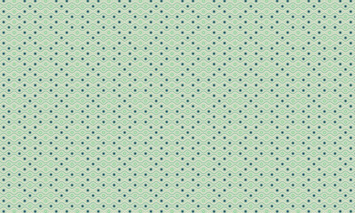 Decorative Seamless Wave Pattern with Geometric Circle and Star Elements