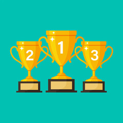 Winner's trophy icon. The golden trophy vector is a symbol of victory in a sports event.