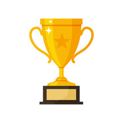 Winner's trophy icon. The golden trophy vector is a symbol of victory in a sports event.