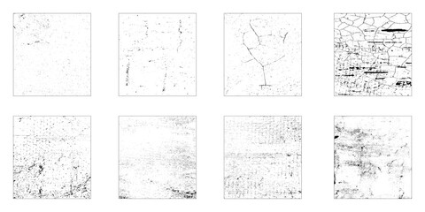 Set of eight grunge texture backgrounds. Vector design elements
