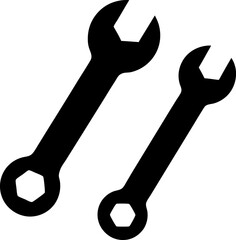 Diagonal silhouette of two wrenches in minimalist style against a stark white background