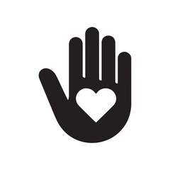 Silhouette icon illustration of a heart in a hand