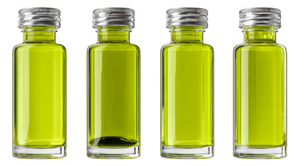 Soothing green essential oil bottles for aromatherapy and relaxation.