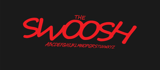 The Swoosh Font: Bold red Alphabet Design