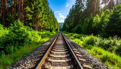 Obraz premium Lush forest railway track