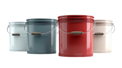 Four durable buckets with handles, versatile containers for home, garden, and more.