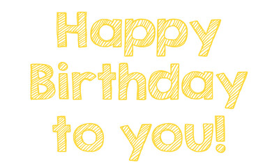 yellow happy birthday to you message in rounded playful text design
