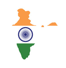 India Map Filled with National Flag Coors Vector Graphic