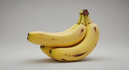 Realistic Bunch of Ripe Bananas on Neutral Background &ndash; Minimal Studio Shot