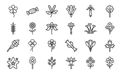 Minimal Botanical Flower Line Art Icons Bundle 24 Hand-Drawn Floral Vector Elements for Natural, Organic, and Feminine Design Projects