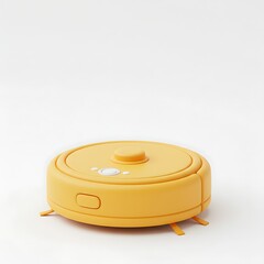 3D yellow cartoon robot vacuum cleaner