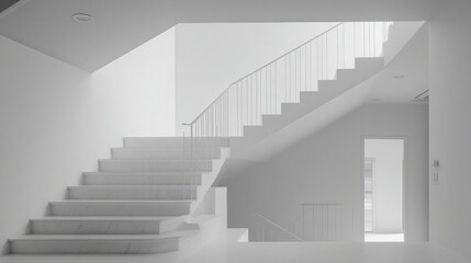 Fototapeta premium Staircase leading to bright light in modern architectural interior design