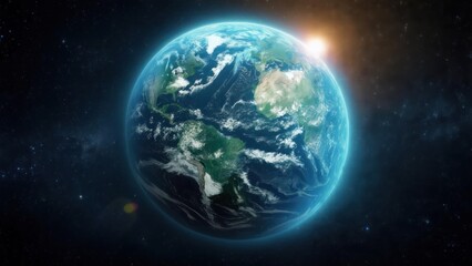 Obraz premium Earth viewed from space, sun rising over the Atlantic