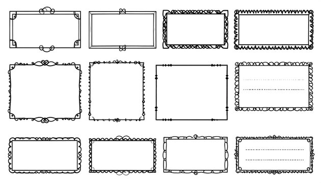 Collection of decorative black line art rectangular frames