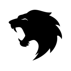 Obraz premium Black Roaring Lion Head Silhouette
