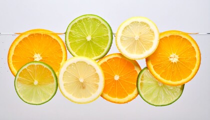 Fototapeta premium Citrus Slices Floating in Sparkling Water Glass