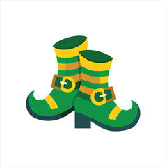 St Patricks Day themed colorful rain boots isolated on white background