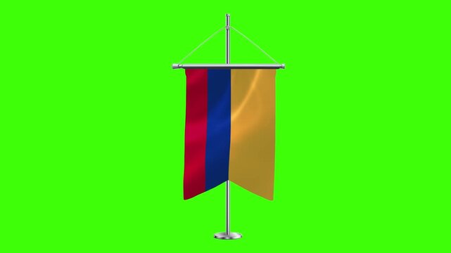 3D Combodia flag waving in the wind. Realistic pole flag of Combodia on a green screen, Slow motion perfect loop, 4k video, 3d render, national event, independence day, fabric texture, HD video.
