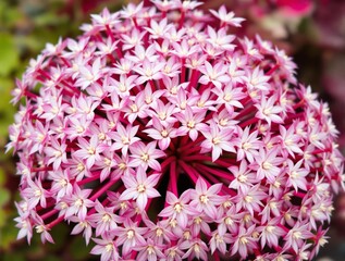 Fototapeta premium Vibrant Pink Globe Allium Flower in Full Bloom