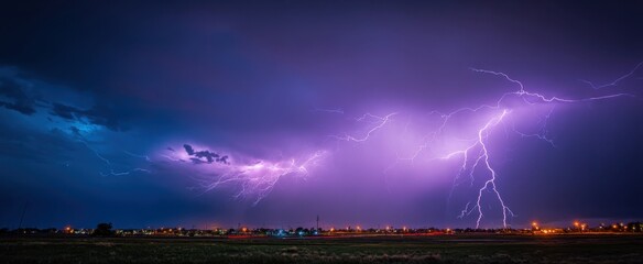 The Stunning Display of Lightning Illuminating the Night Sky over a City