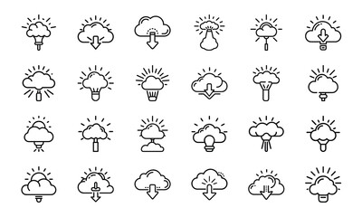 Digital Technology, IT, and Networking Icons Set: Software, Hardware, Data, and Connectivity Symbols