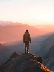 Man on the top of the mountain