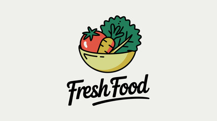 Fototapeta premium Vibrant Bowl of Fresh Produce Illustration for Healthy Lifestyle Promotion and Culinary Art Projects including Tomato Carrot and Lettuce
