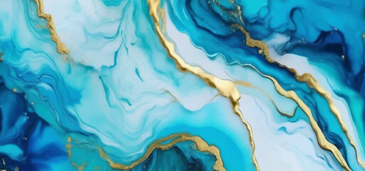 Indigo ocean blue marbling with natural luxury style swirls of marble and gold powder geode pattern. Abstract luxurious blue marble texture with gold splashes and splatter effect. Luxury marble vector