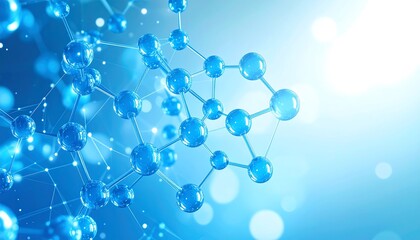 Abstract molecular structure in vibrant blue