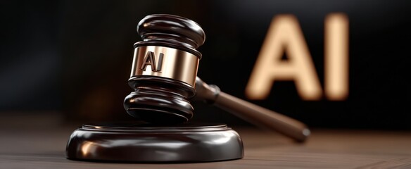 The gavel symbolizing legal authority in the age of artificial intelligence.