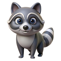 Obraz premium Adorable cartoon raccoon character isolated on transparent background