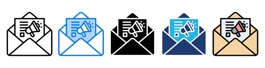 Email Marketing icon set multiple style collection