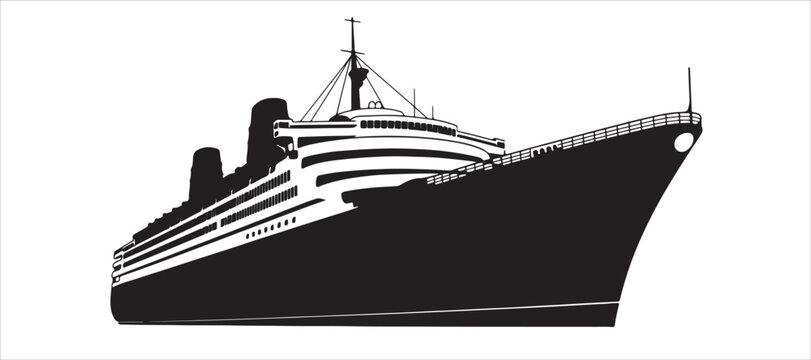 black and white cruise ship clip art preview