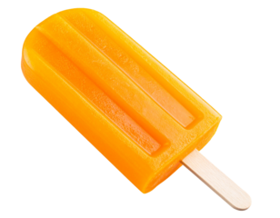 Glossy orange popsicle on stick, isolated on white PNG