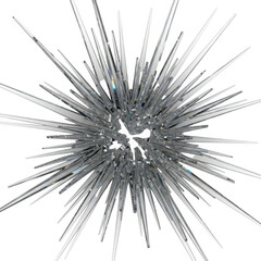 A sharp, crystalline starburst explodes with light isolated on transparent background
