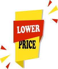 Lower Price Banner . Vector Sale Sign for Discounts, Special Offers, or Price Drop Promotions