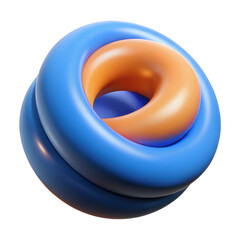 Abstract torus shape with blue and orange colors isolated on transparent background
